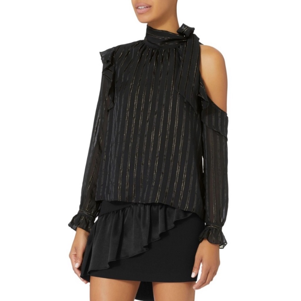 INTERMIX silk and gold shimmer striped blouse Sz.2